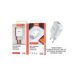 CARREGADOR ADAPTADOR RÁPIDO MTK TA0280 BL COM CHIP DE RECONHECIMENTO INTELIGENTE 2 PORTAS USB 2.4A MÁX. BRANCO CARREGADOR ADAPTADOR RÁPIDO MTK TA0280 BL COM CHIP DE RECONHECIMENTO INTELIGENTE 2 PORTAS USB 2.4A MÁX. BRANCO